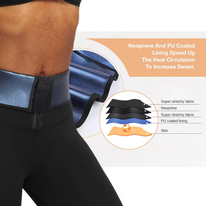 Blue Neoprene Sauna Tummy Control Leggings