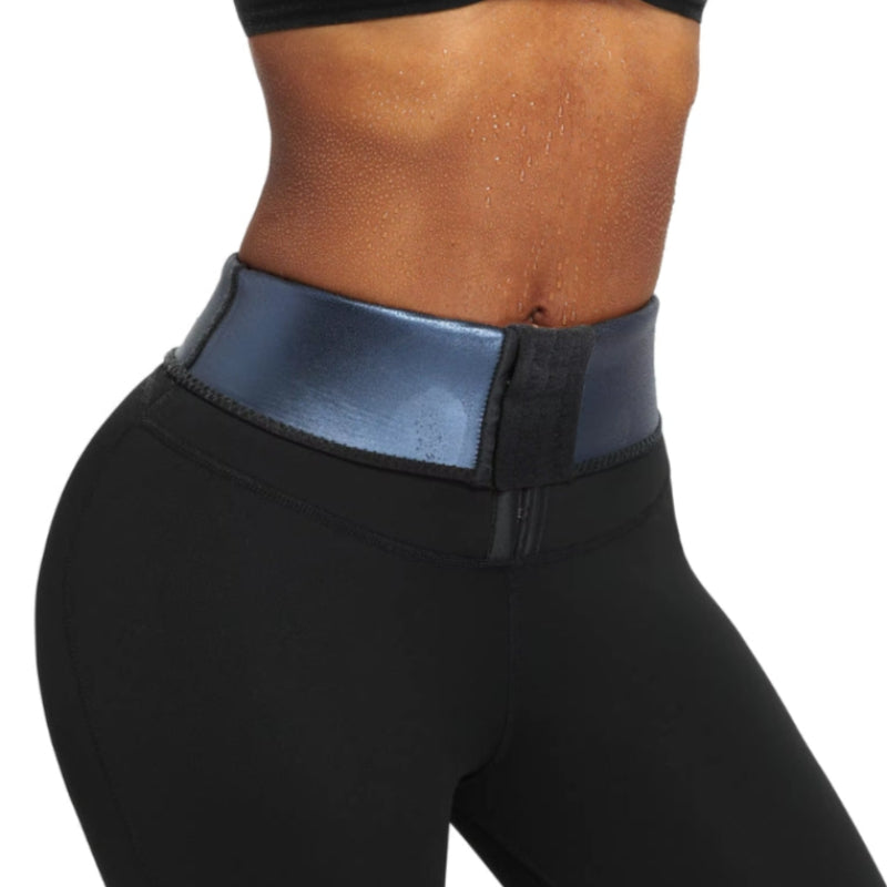 Blue Neoprene Sauna Tummy Control Leggings
