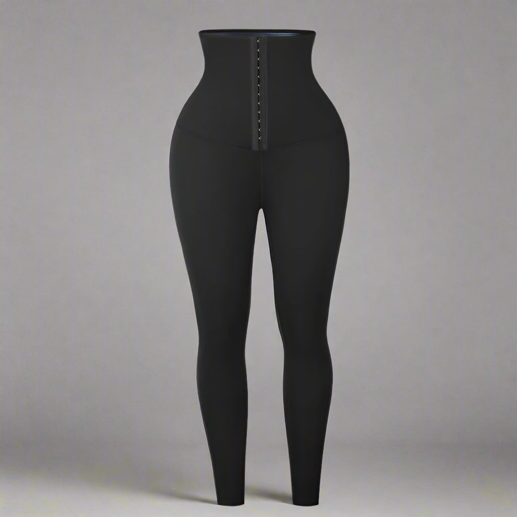 Blue Neoprene Sauna Tummy Control Leggings