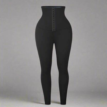 Blue Neoprene Sauna Tummy Control Leggings