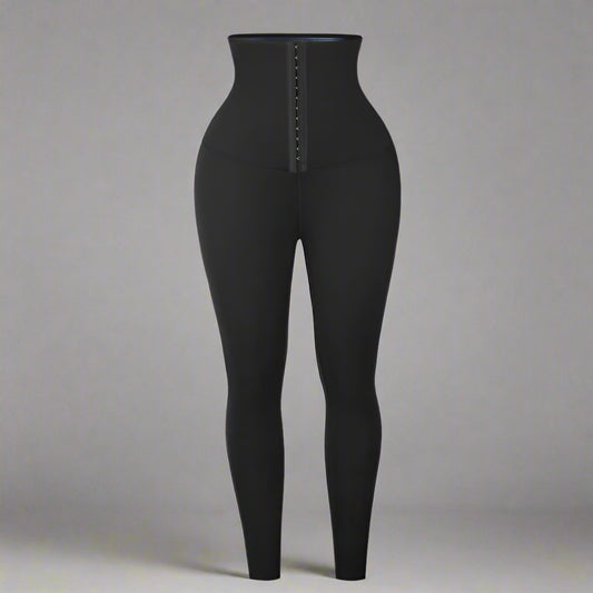 Blue Neoprene Sauna Tummy Control Leggings